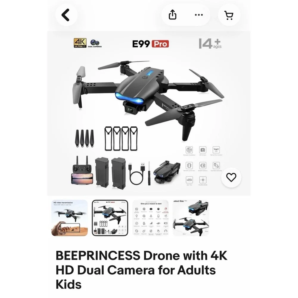 BEEPRINCESS Drone with Camera RC Quadcopter New In Box 4K HD Camera - Picture 7 of 8